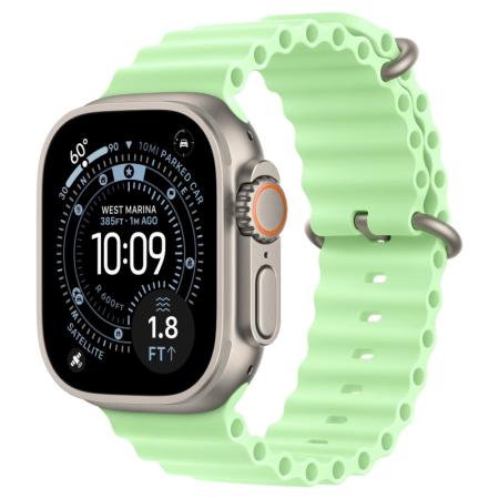 Apple Watch Ultra 3 (2025) 49mm Natural Titanium Case with Neon Green Ocean Band