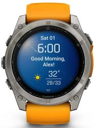 Умные часы Garmin Fenix 8 51 мм AMOLED, серебристый с оранжевым ремешком (010-02905-10)