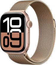 Apple Watch Series 10 46mm Rose Gold Aluminum Case with Milanese Loop, Gold