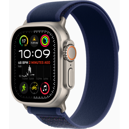 Apple Watch Ultra 2 (2024) 49mm Natural Titanium Case with Blue Trail Loop (M/L)
