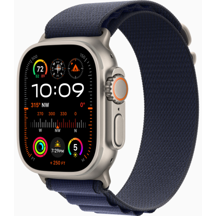 Apple Watch Ultra 2 (2024) 49mm Natural Titanium Case with Navy Alpine Loop Small
