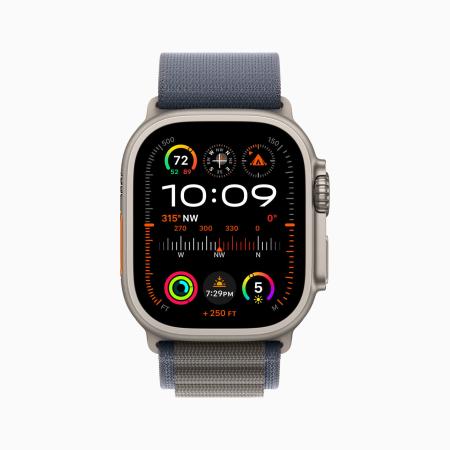 Apple Watch Ultra 2 (2024) 49mm Black Titanium Case with Ice Blue Ocean Band