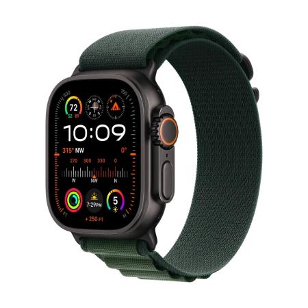 Apple Watch Ultra 2 (2024) 49mm Black Titanium Case with Dark Green Alpine Loop Large