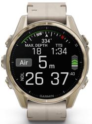 Часы Garmin Fenix 8 43mm Amoled Sapphire Titanium, золотистый, серый кожаный ремешок (010-02903-40)