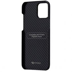 Чехол Pitaka MagEZ Case для iPhone 12 6.1", черно-серый, кевлар (арамид)