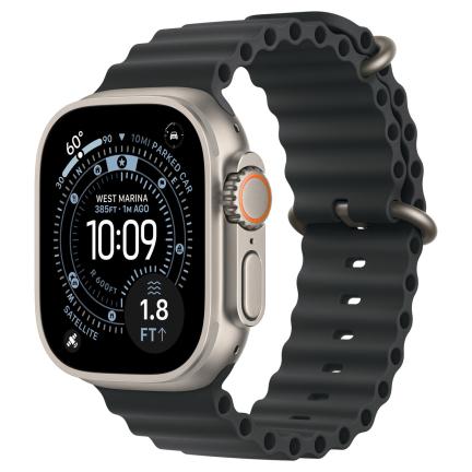 Apple Watch Ultra 3 (2025) 49mm Natural Titanium Case with Black Ocean Band