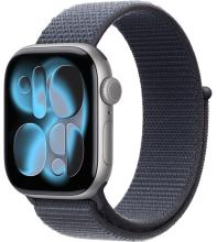 Apple Watch Series 11 42mm Space Gray Aluminum Case with Sport Loop Anchor Blue