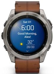 Умные часы Garmin Fenix 8 51 мм AMOLED Sapphire Titanium, with chestnut leather band plus graphite silicone band (010-02905-40)