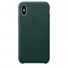 Кожанный чехол для iPhone XS, цвет зеленый лес
