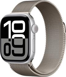 Apple Watch Series 10 46mm Silver Titanium Case with Milanese Loop, Natural